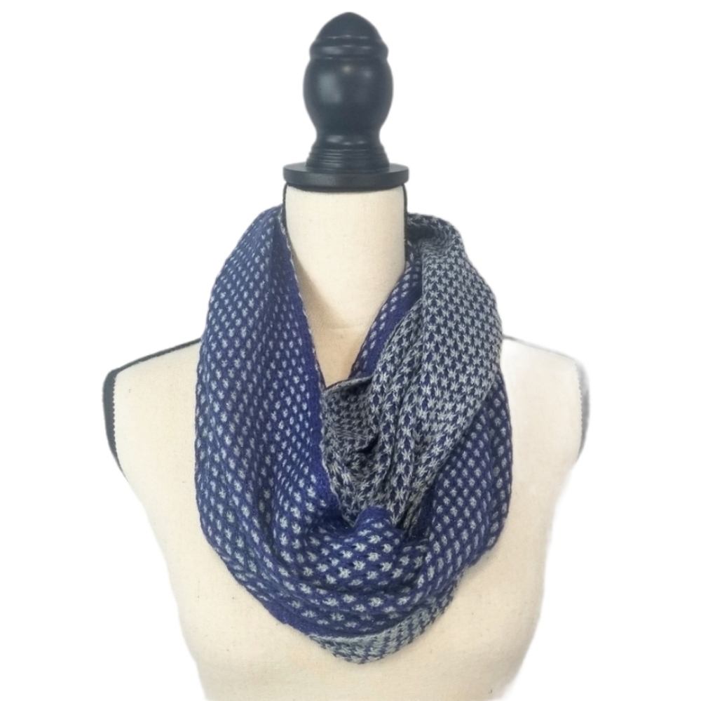 Knit Blue and grey two toned infinitely scarf